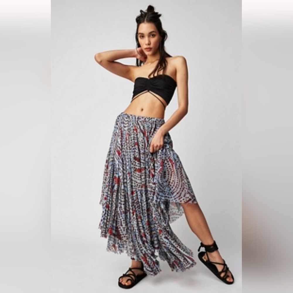 Free People Printed Clover Skirt in Blue Combo